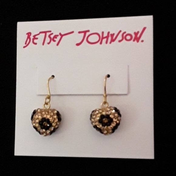 Betsey Johnson Jewelry - Betsey Johnson Crystals Heart Drop Earrings